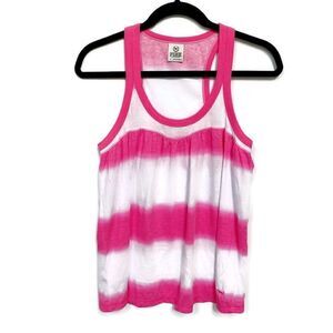 PINK Victoria’s Secret Sleeveless Tank Top Shirt Tie Dye Stripes Pink & White S